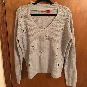 Women’s gray destructed sweater